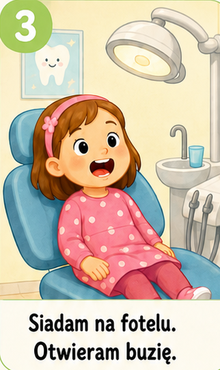 Ola siedzi na fotelu dentystycznym